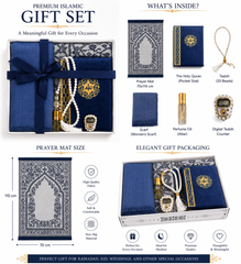6pcs gift set, Quran, prayer mat, scarp, tasbeeh33 beads, digital tasbeeh, attar,
