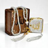 Islamic Prayer Beads Set with Decorative Wooden Box, Gift set,