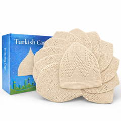 12-Pcs Turkish Kufi Cap –Light weight, Muslim Prayer Hat